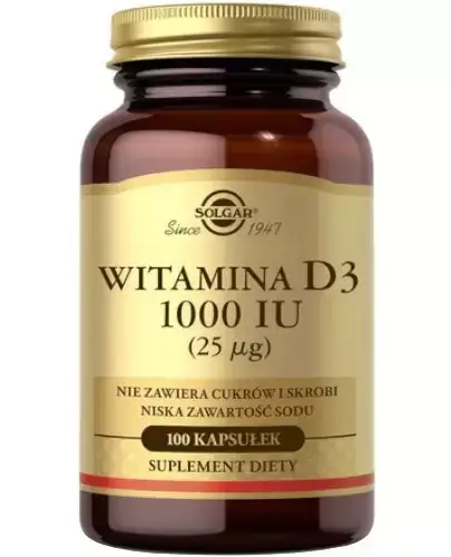 Натуральный витамин D3 1000 Solgar Naturalna witamina D3 1000 100 капс.