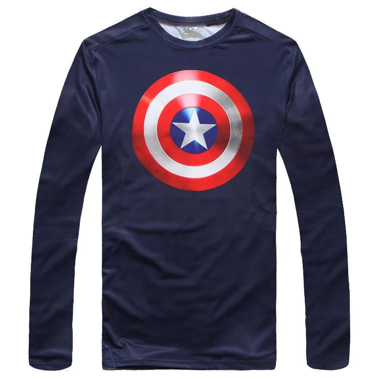 Рашгард спортивный Капитан Америка с длинным рукавом S Темно-синий (10-1266)