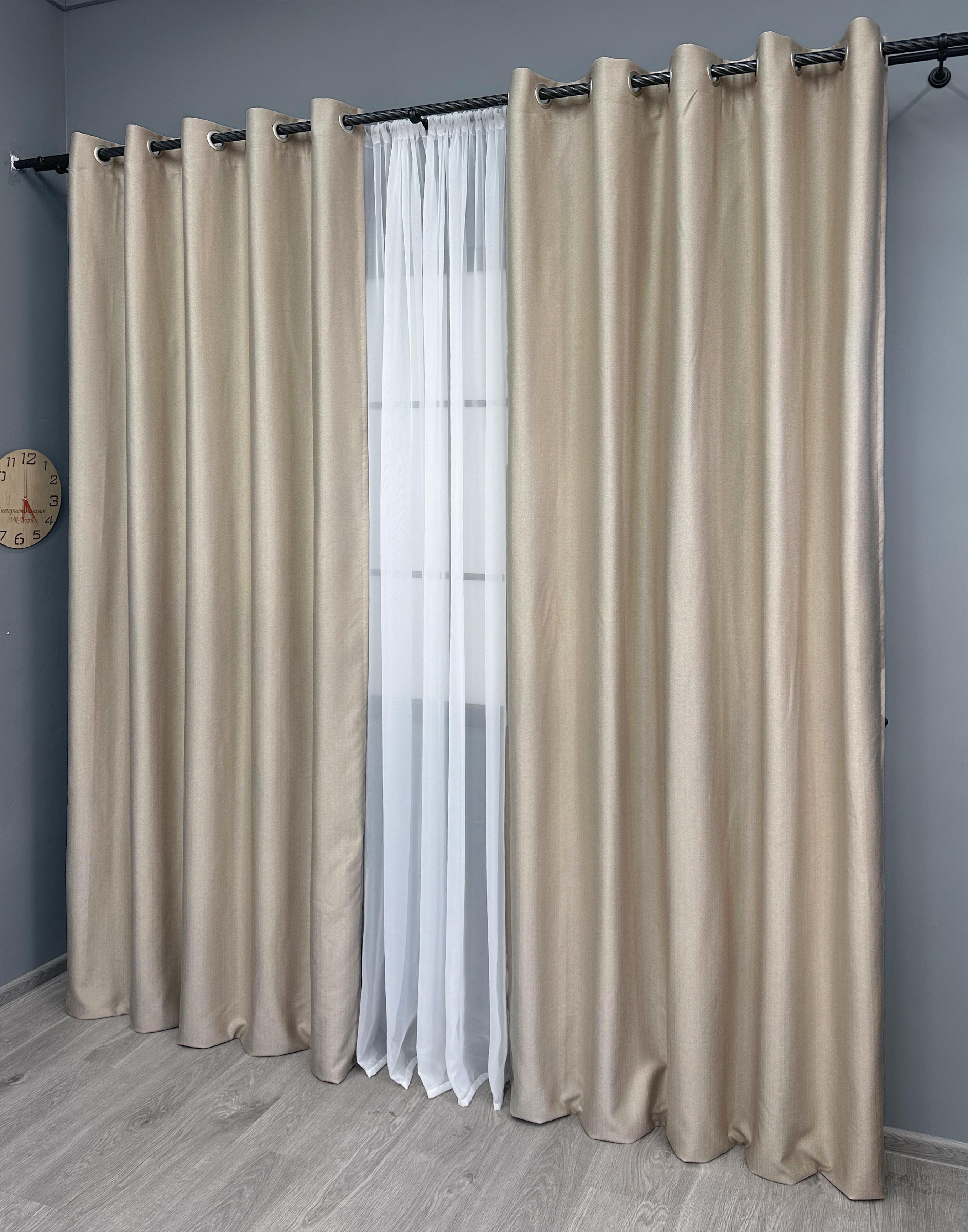 Комплект штор на люверсах VR-Textil Шенил однотонный № 1691ш 150х250 см 2 шт. Бежевый (37-0241) - фото 3 Комплект штор на люверсах VR-Textil Шенил однотонный № 1691ш 150х250 см 2 шт. Бежевый (37-0241) - фото 3