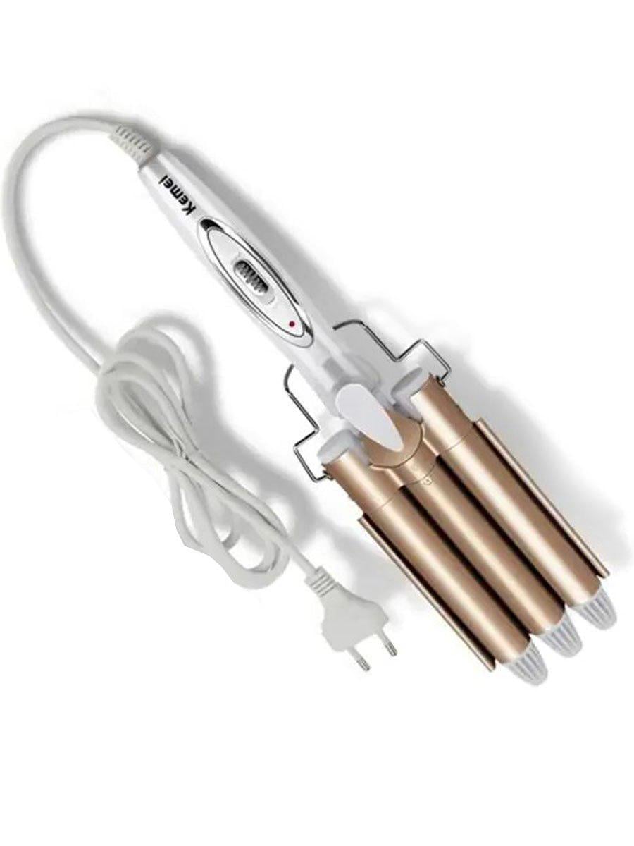 Плойка потрійна для завивки волосся Kemei 1010 для укладання 45 Вт Білий (2213ОД)
