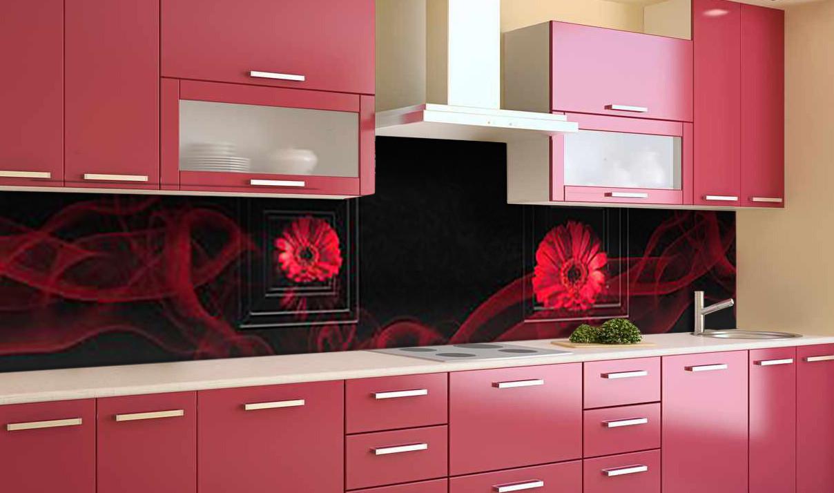 Кухонный фартук Герберы/Геометрия виниловый самоклеющийся Абстракция