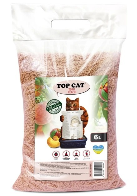 Наповнювач для котячого туалету Top Cat Tofu соєвий з ароматом Персик 6 л 2,5 кг - фото 1 Наповнювач для котячого туалету Top Cat Tofu соєвий з ароматом Персик 6 л 2,5 кг - фото 1