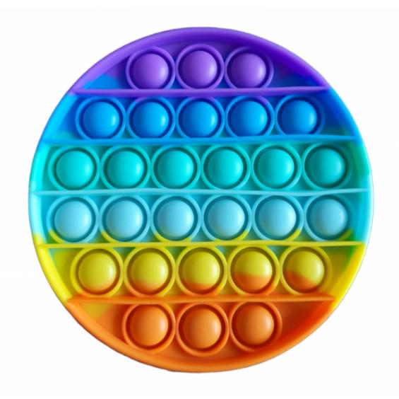 Антистресс сенсорная игрушка Pop It поп ит круг Радуга диаметр 12 см