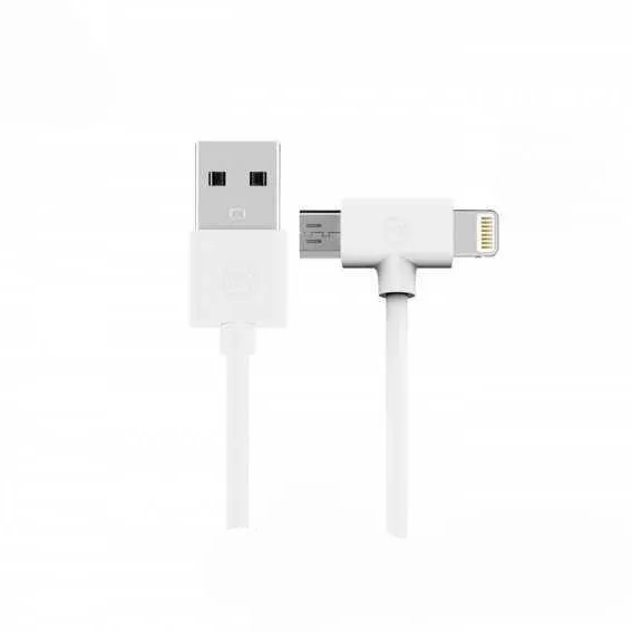 Кабель WK WDC-008 Combo 2в1 Axe Lightning/microUSB 1 м Белый (6970349287292)