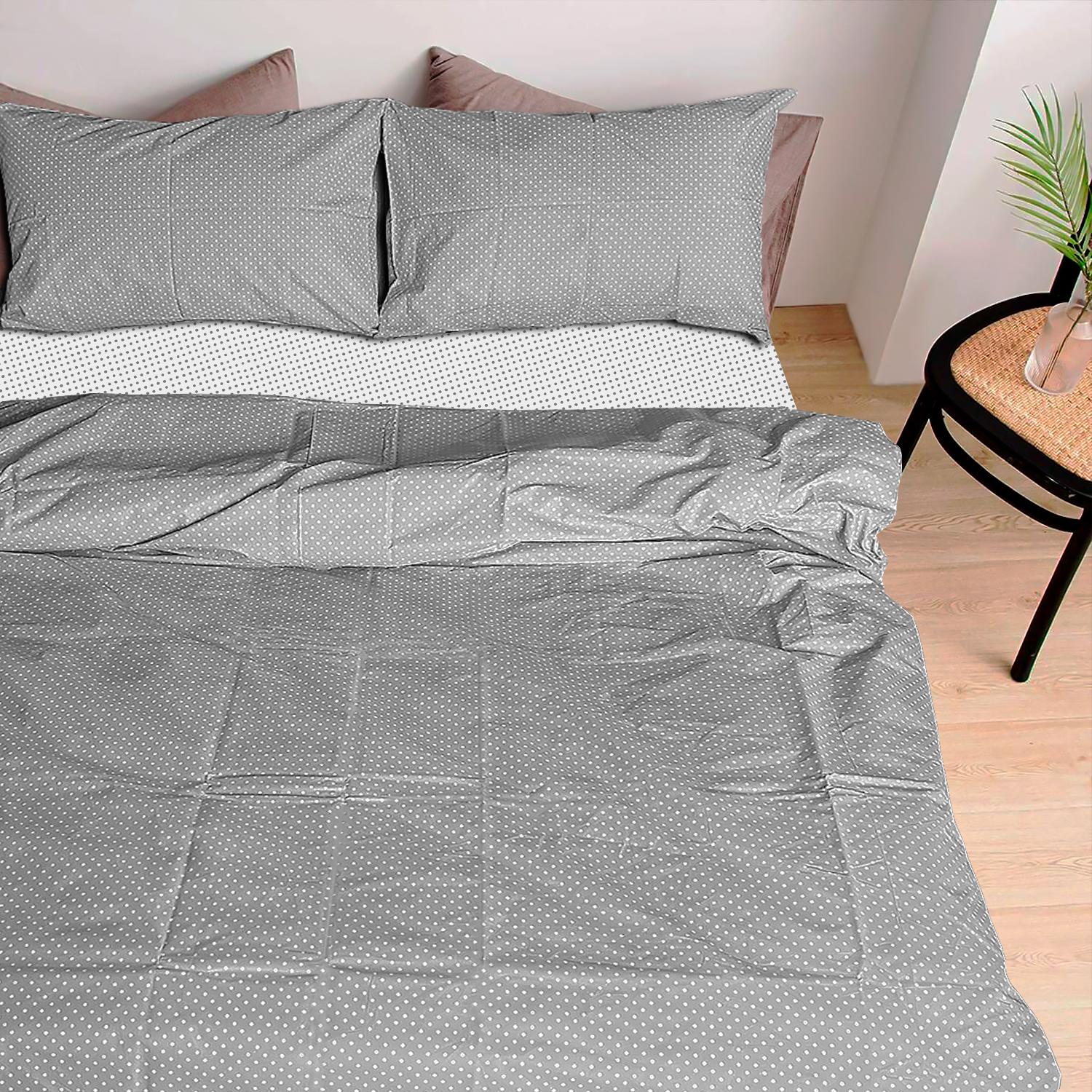 Комплект постельного белья Zastelli 41 горох бязь полуторный 145х210 см Серый/Белый (19713)