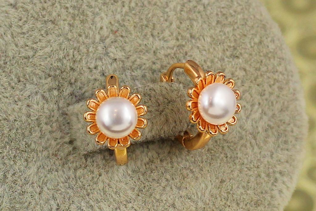 Серьги детские Xuping Jewelry ромашка с жемчужиной 1,3 см Золотистый (2563500350)