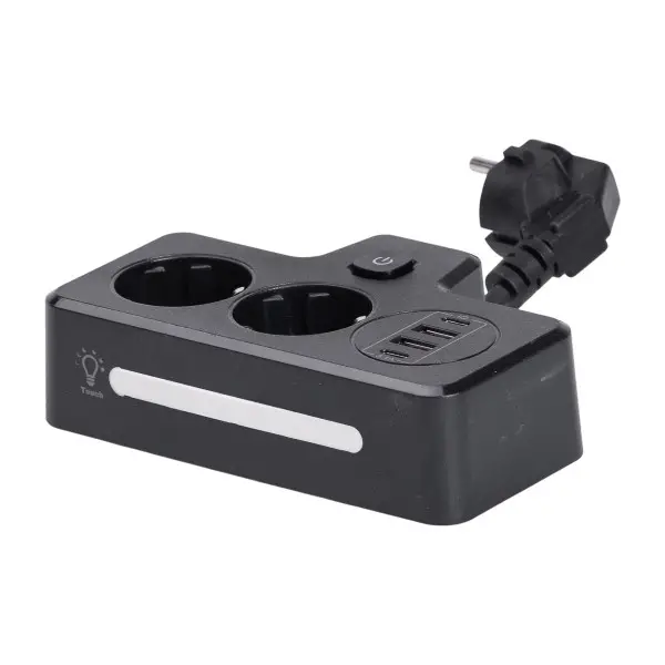 Фільтр-розгалужувач мережевий SNAILS 2 розетки LED 4 USB та сенсорним керуванням 8 см Чорний (147-107-HP-5-18 ) - фото 5 Фільтр-розгалужувач мережевий SNAILS 2 розетки LED 4 USB та сенсорним керуванням 8 см Чорний (147-107-HP-5-18 ) - фото 5