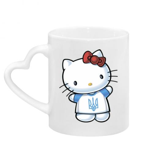 Чашка керамическая с ручкой в ​​виде сердца Hello Kitty UA 320 мл Белый (5838158-1-38446)