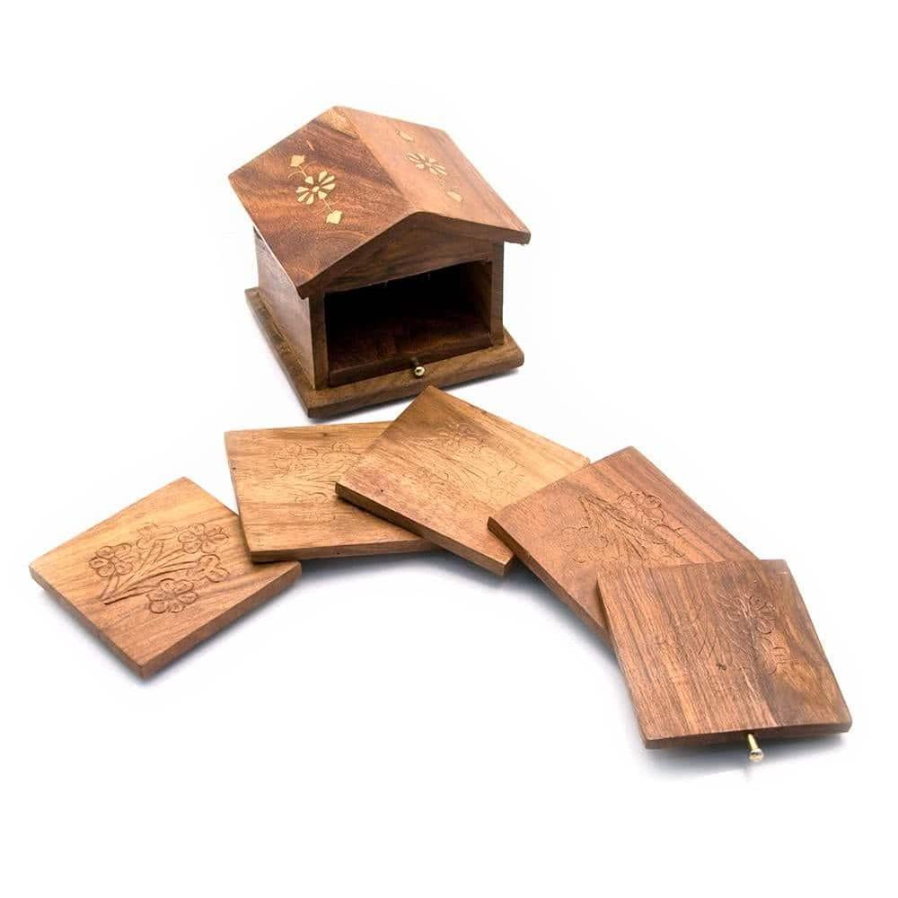 Подстаканники Домик 10х10х9 cм 6 шт. Розовое дерево (1772)