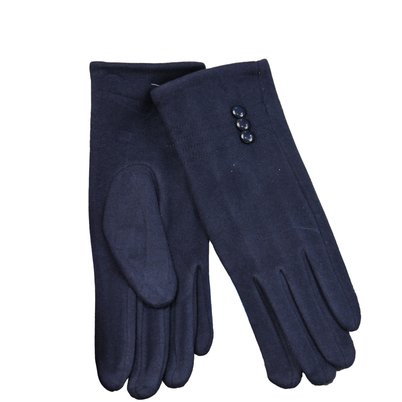 Перчатки женские велюровые с мехом с 3 пуговицами M Темно-синий (34094)
