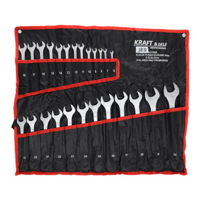 Ключи комбинированные Kraft&Dele KD10920 хромированная углеродистая сталь 25 шт.