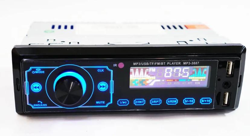 Автомагнитола 1DIN 3887 ISO 2хUSB/Bluetooth/FM/microSD/AUX (17519)