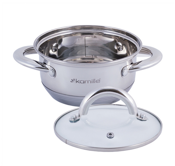 Каструля з кришкою Kamille із нержавіючої сталі 1,1 л (5770) - фото 5 Каструля з кришкою Kamille із нержавіючої сталі 1,1 л (5770) - фото 5