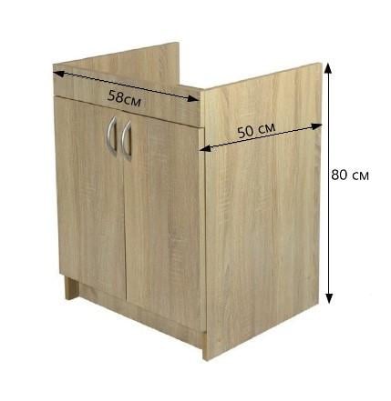 Тумба для кухни с мойкой 60х60 см правая чаша с сифоном Дуб Сонома - фото 6