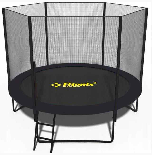 Батут Fitonix з зовнішньої сіткою і драбинкою 252 см Чорний