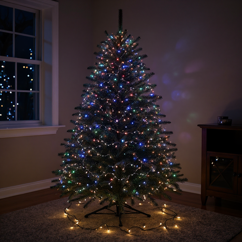 Мережева гірлянда-нитка кімнатна роса хвойна лапа 50 м 1500 LED світлодіодів Білий/Мультиколір (D1500L50MWML) - фото 4 Мережева гірлянда-нитка кімнатна роса хвойна лапа 50 м 1500 LED світлодіодів Білий/Мультиколір (D1500L50MWML) - фото 4