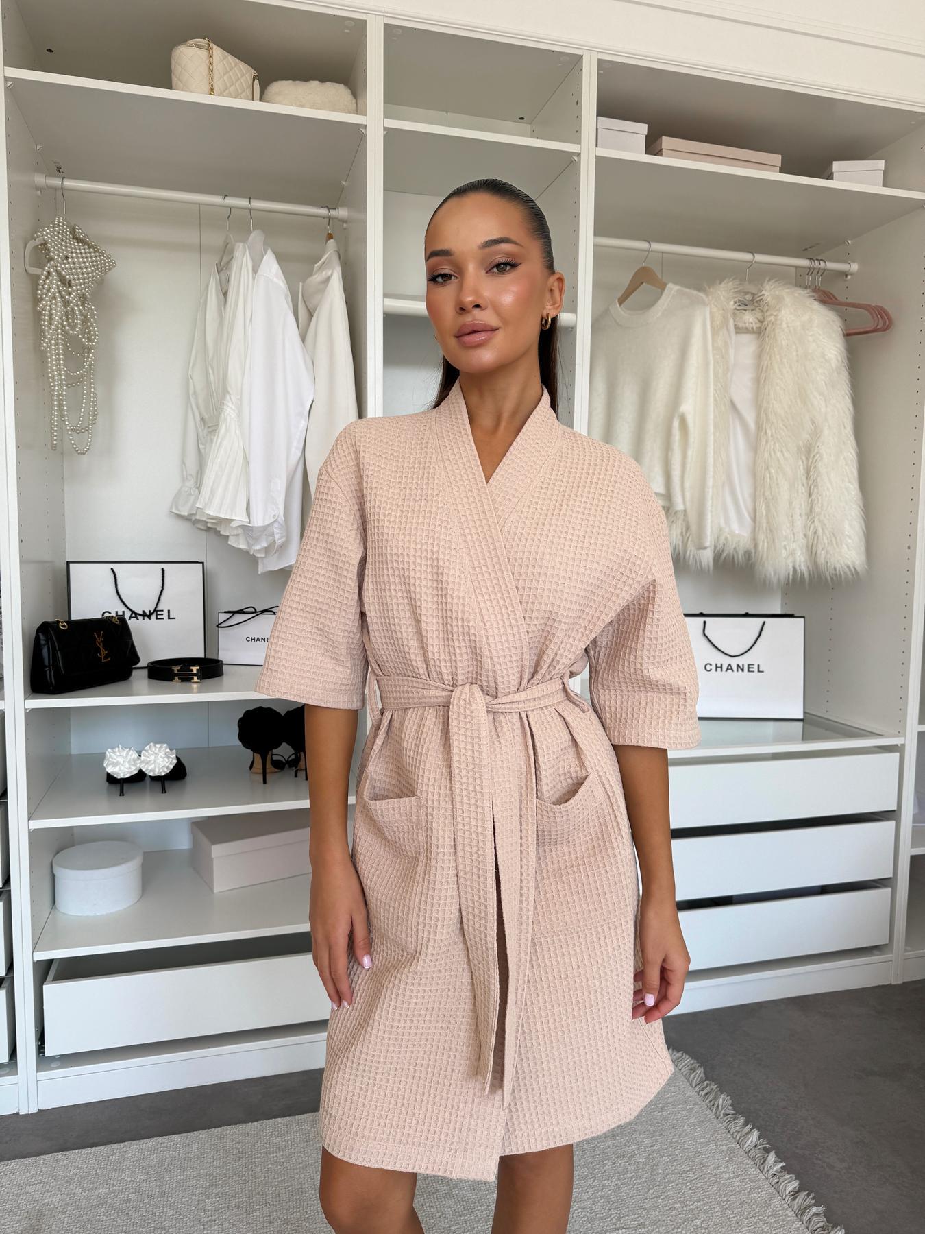 Халат женский COSY вафельный M Бежевый(115) - фото 4