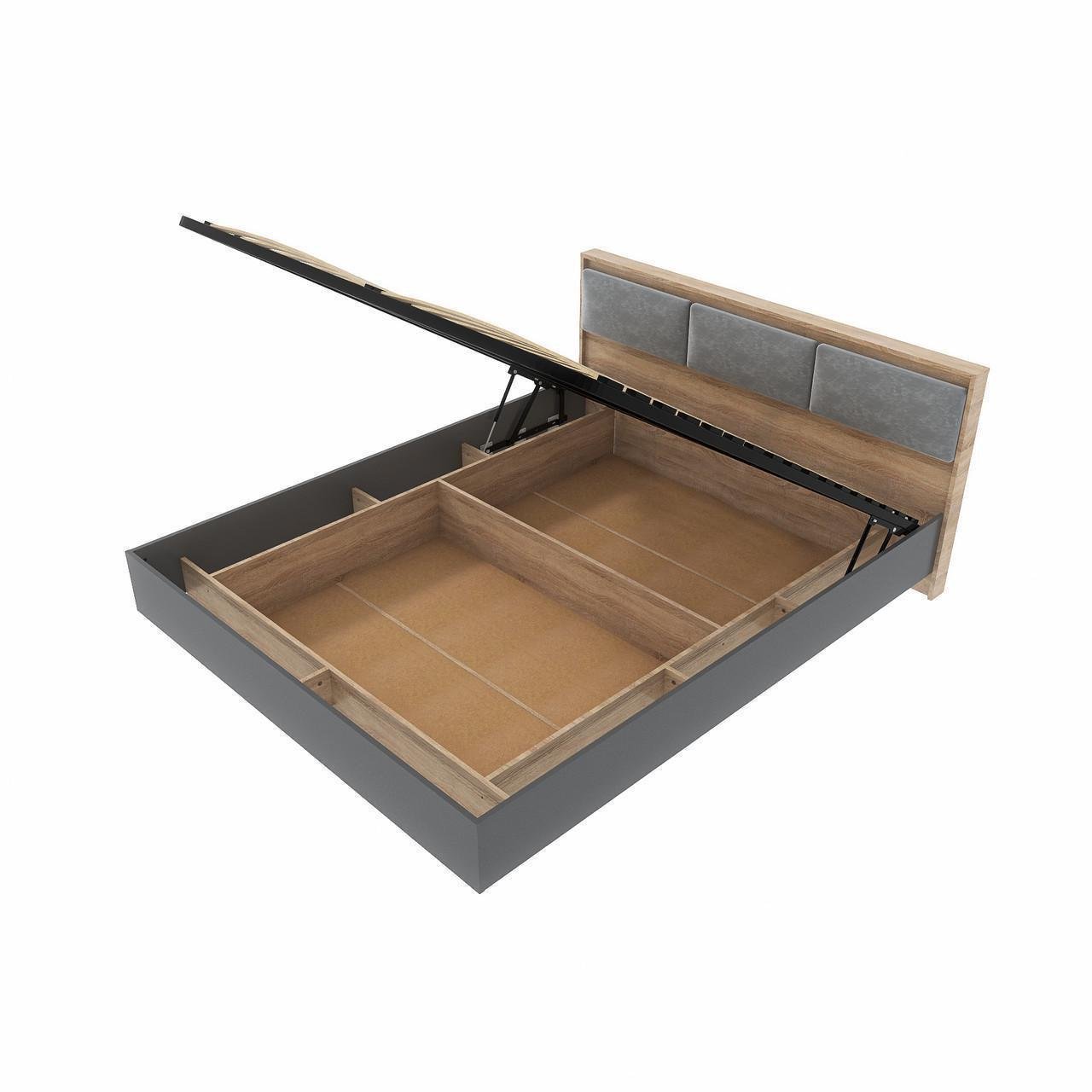 Кровать Эверест Сити-1400 ламели/подъемный механизм 140x200 см Дуб сонома/Графитовый (ЕВ20717.02)