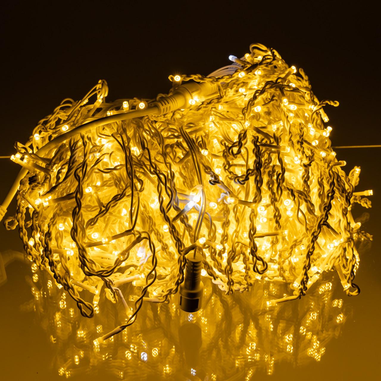 Гірлянда вулична Бахрома 50 м 600 LED білий провід Жовте сяйво (50MWY)