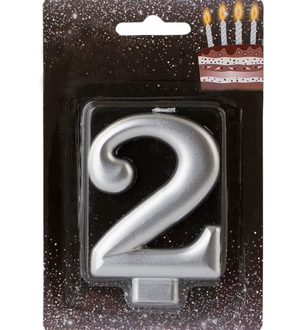 Свечи цифры в торт 2 8 см Серебреный