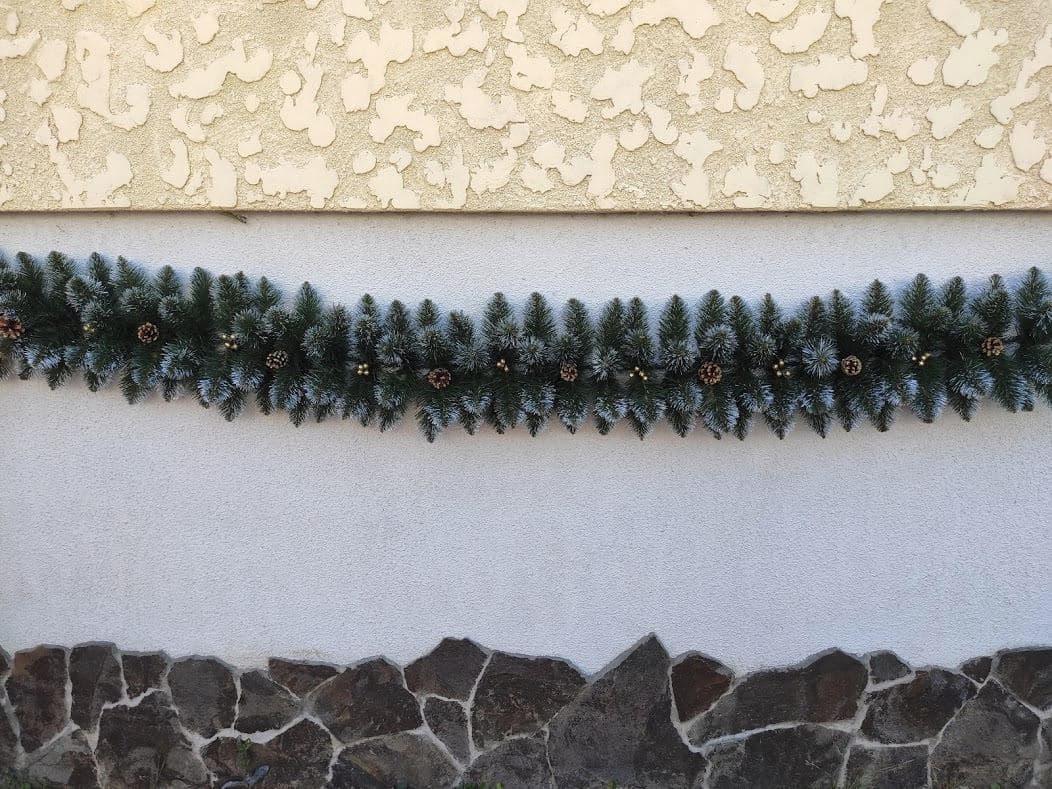 Хвойна гірлянда Кармен з срібними шишкамии/перлами на дротяній основі 2,9 м Зелений (147-41-Гірл.КармСр.) - фото 5 Хвойна гірлянда Кармен з срібними шишкамии/перлами на дротяній основі 2,9 м Зелений (147-41-Гірл.КармСр.) - фото 5