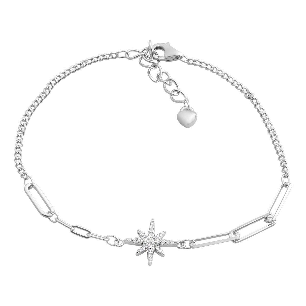 Браслет серебряный со звездой и фианитами