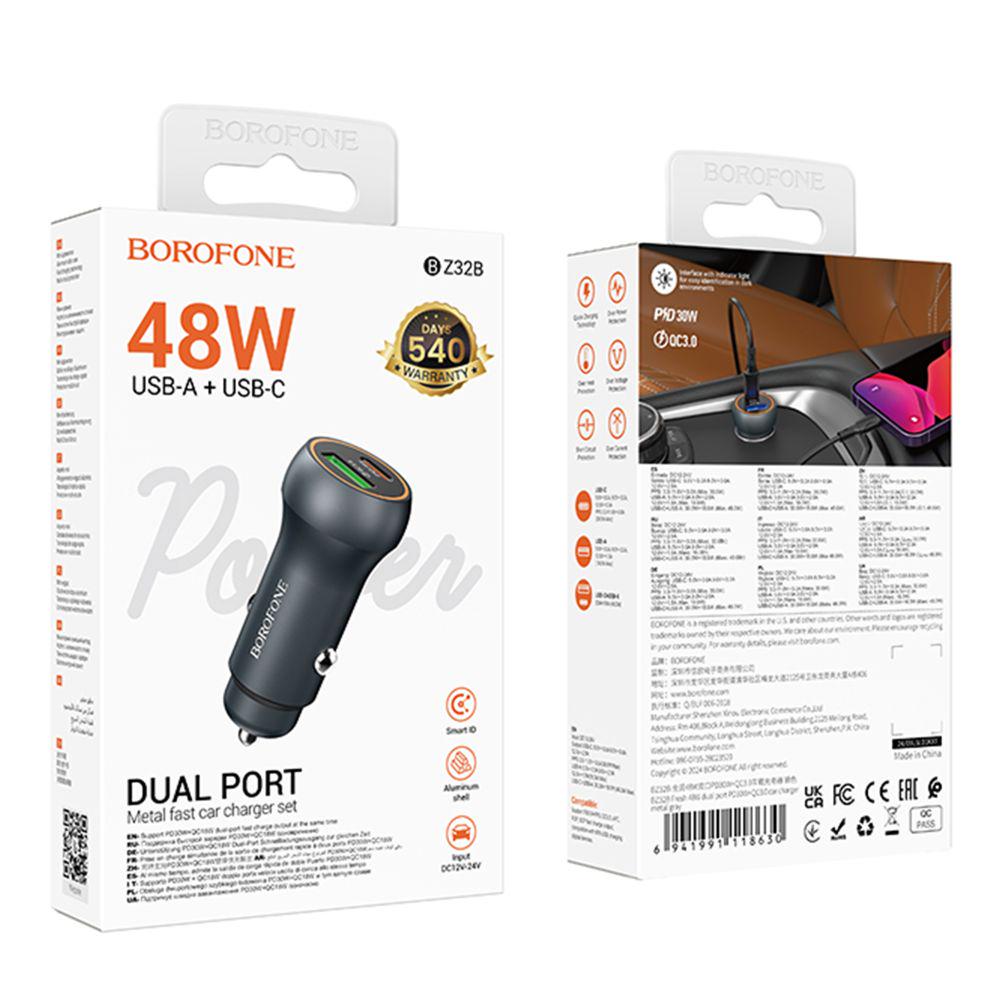 Зарядний пристрій автомобільний Borofone BZ32B 1USB/1USB-C QC/PD48W (28161172) - фото 2 Зарядний пристрій автомобільний Borofone BZ32B 1USB/1USB-C QC/PD48W (28161172) - фото 2