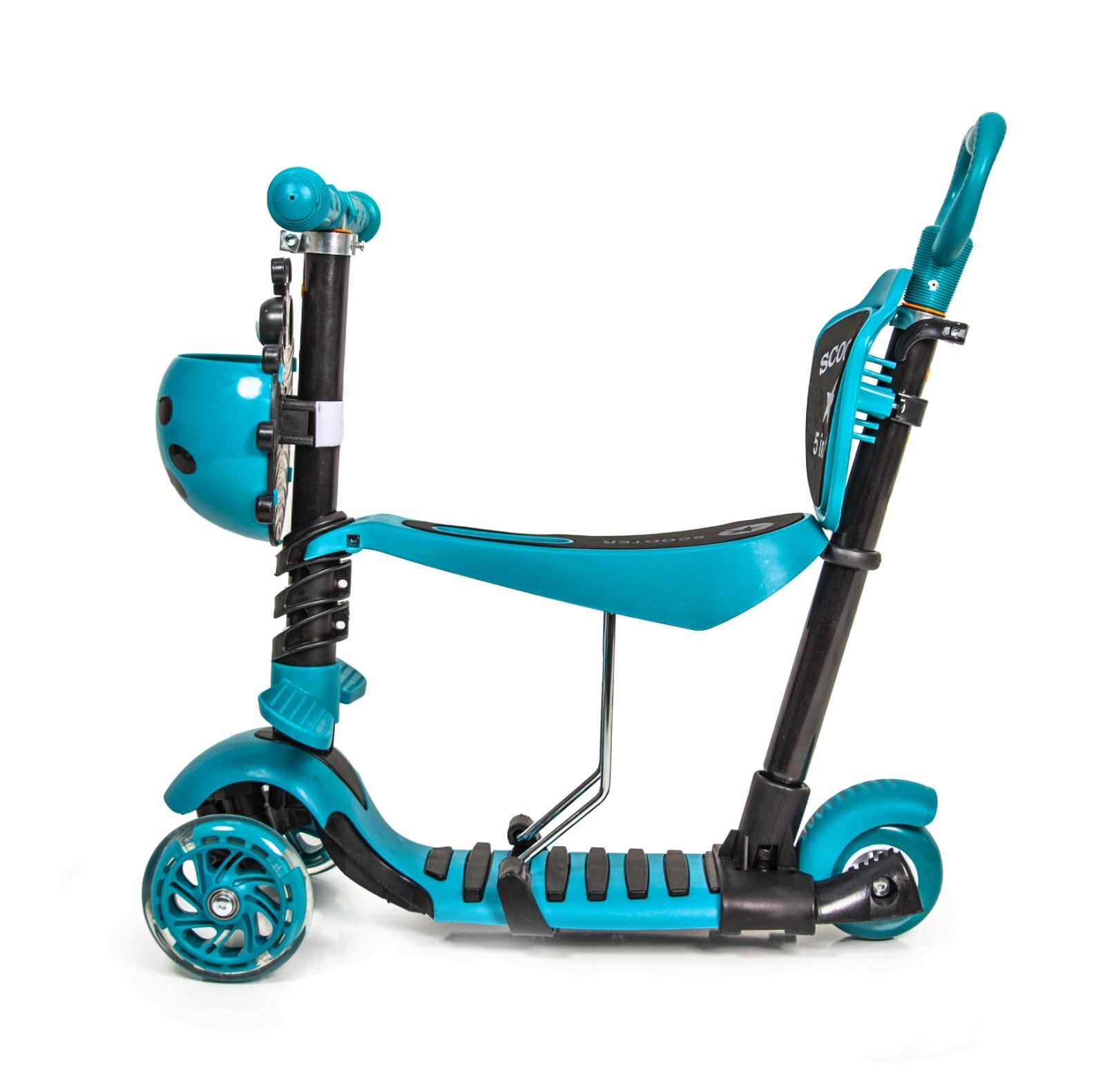 Самокат Scooter Сонечко 5в1 багатофункціональний з батьківською ручкою Turquoise (608530209) - фото 1