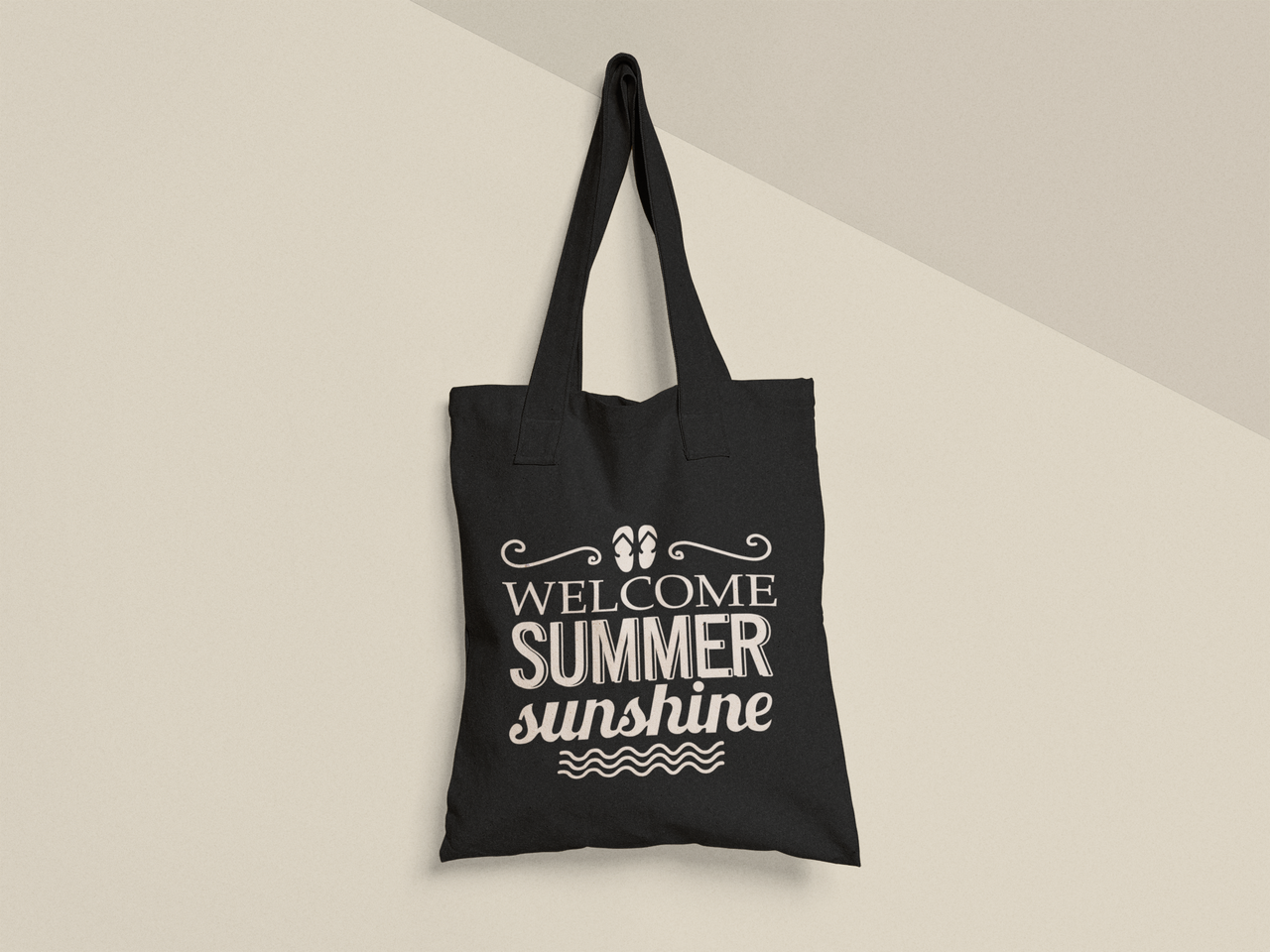 Эко-сумка шоппер с принтом "Welcom Summer Sunshine" 38х40 см Черный (ПН454-Т1)