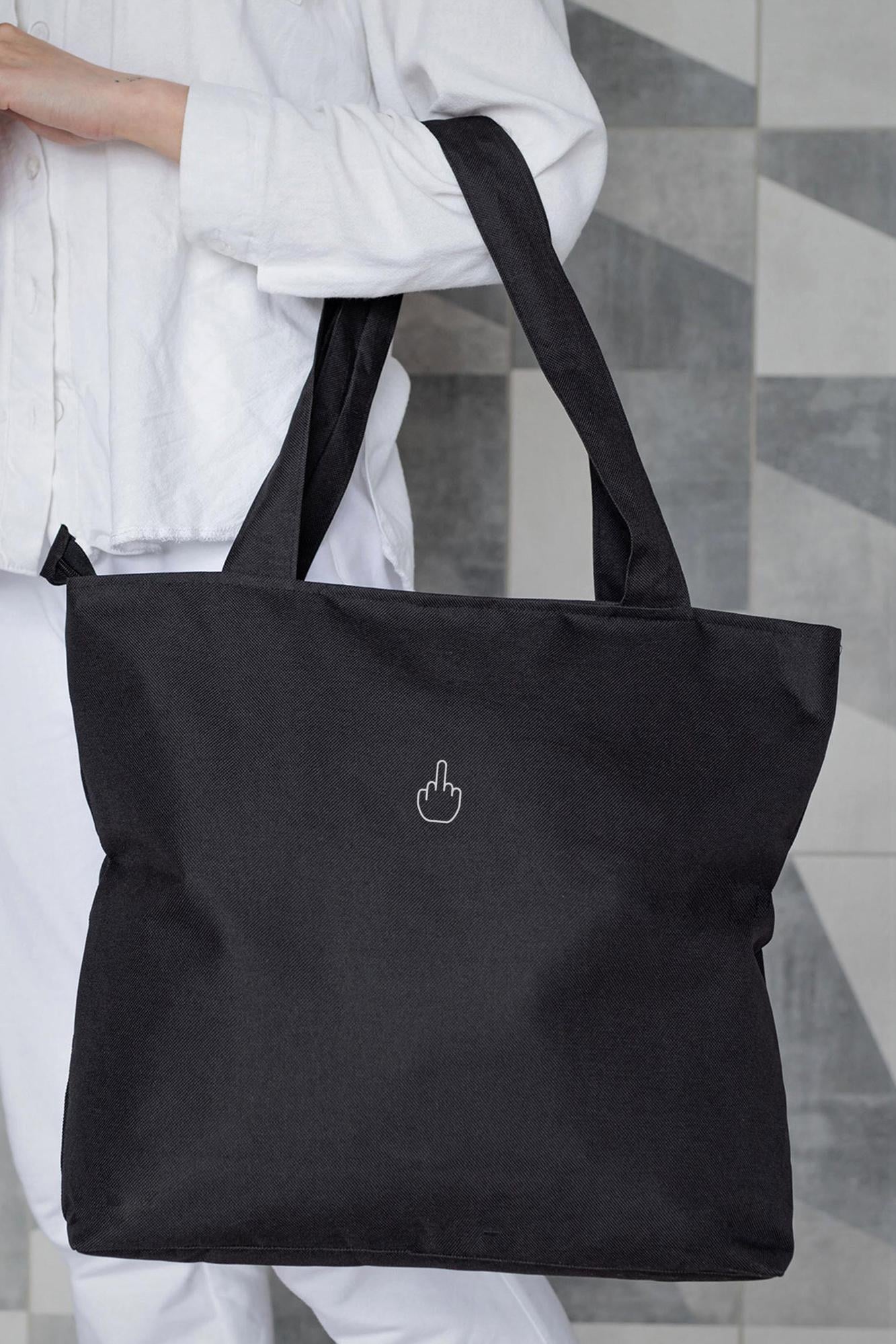 Шопер жіночий тканинний еко з принтом Finger Black (8055450)