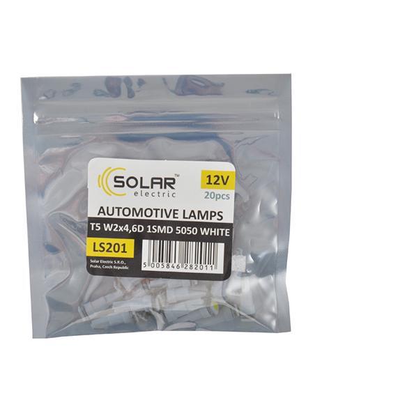 Автолампа LED Solar 12V T5 W2x4.6d 1smd 5050 20 шт. White Автолампа LED Solar 12V T5 W2x4.6d 1smd 5050 20 шт. White