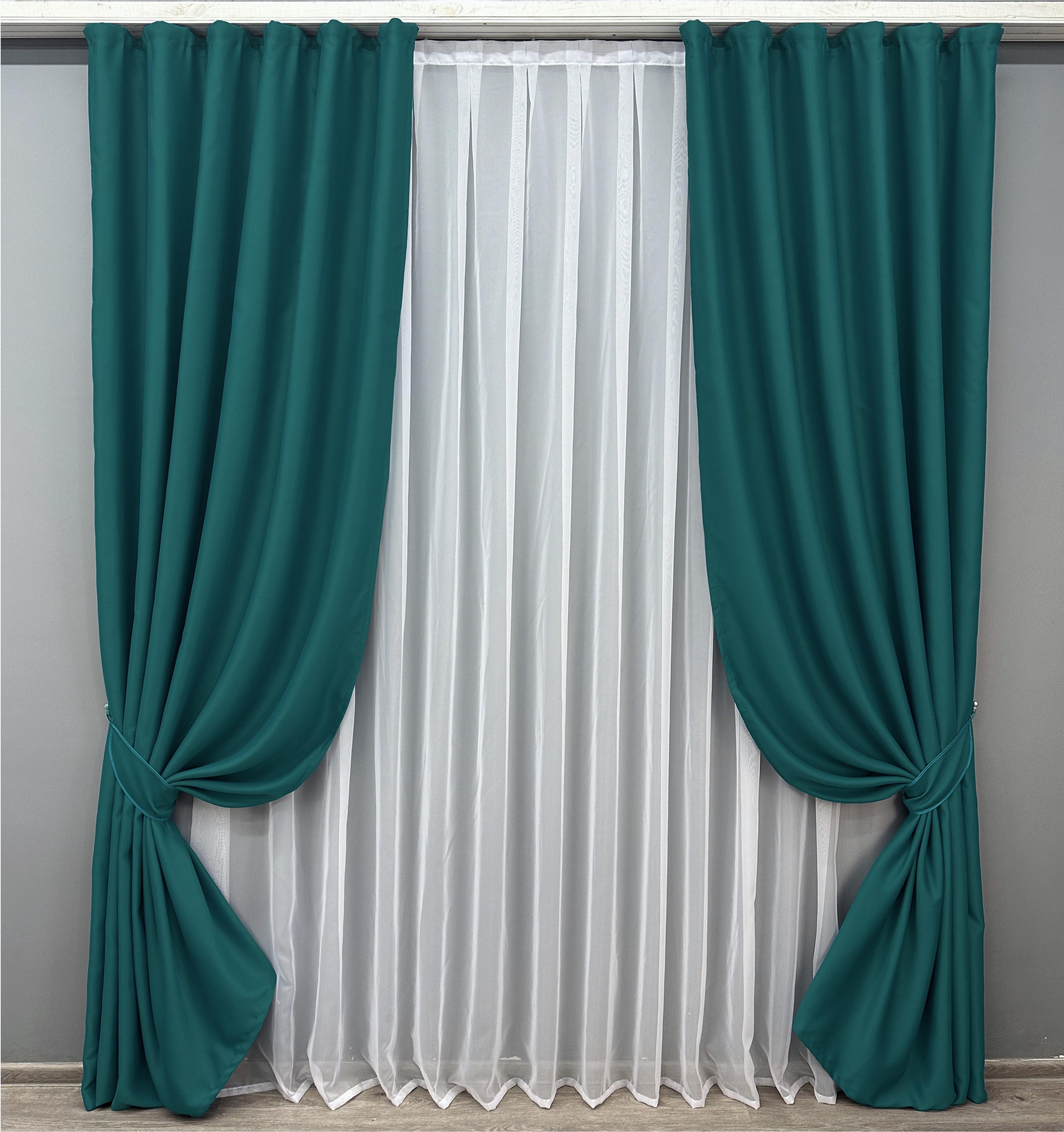 Комплект готових штор VR-Textil Блекаут Bagema Rvs №1297ш 200х270 см 2 шт. Смарагдовий (32-095) - фото 1