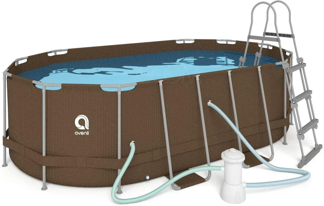 Басейн каркасний Avenli овальний 427х275х100 см зі сходами Коричневий (PМB0027)