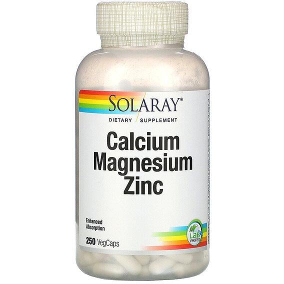 Мультиминеральный комплекс Solaray Calcium Magnesium Zinc 250 Veg Caps (SOR04561)
