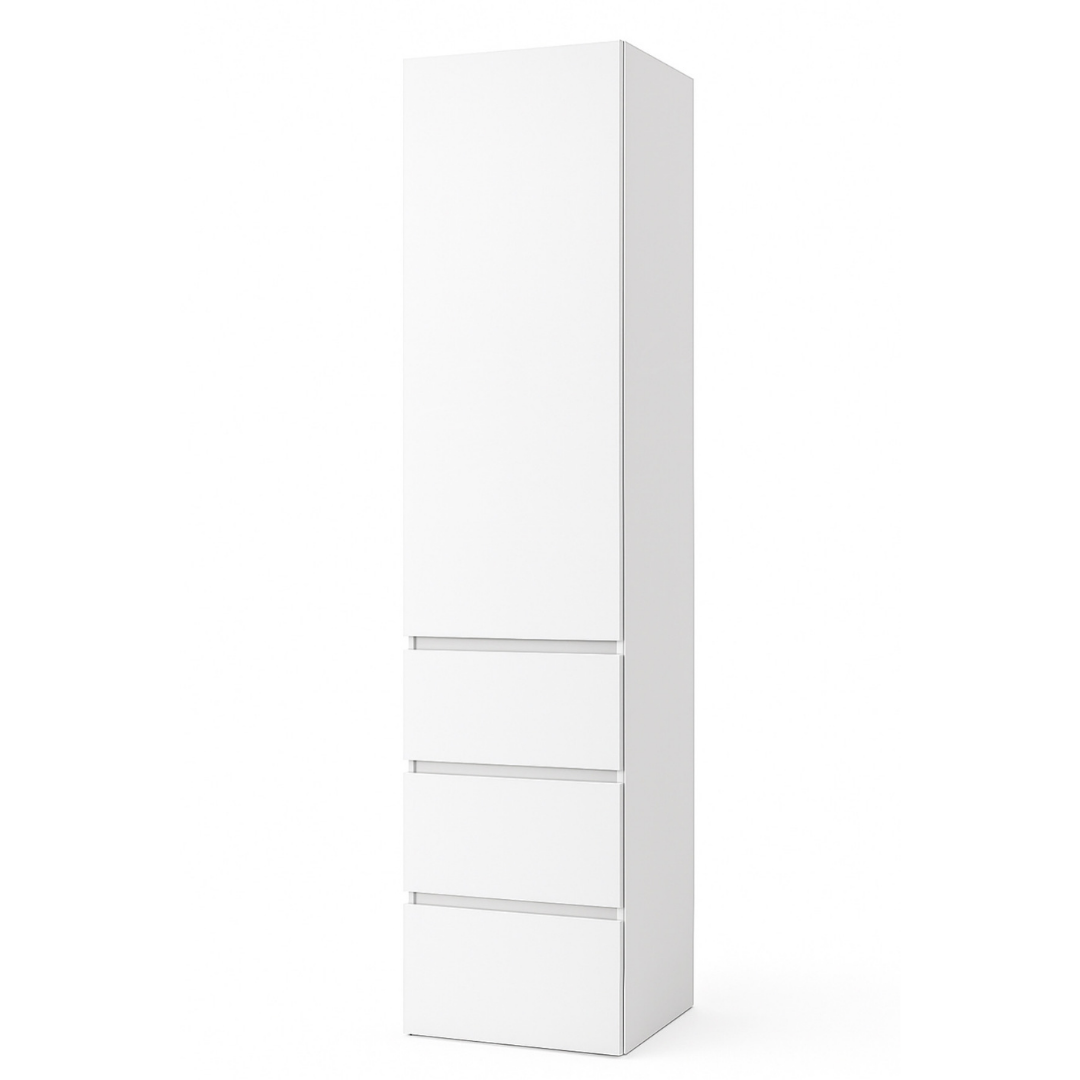 Пенал MEBEX з 3 шухлядами та тримачем для одягу 40х50х210 см Білий (VL3B1S3400WH)