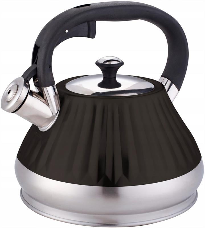 Чайник Kamille Whistling Kettle Marshmallow из нержавеющей стали со свистком 3 л Черный