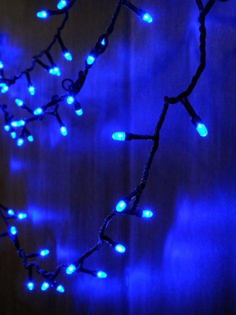 Гирлянда-фейерверк уличная 160 LED ПВХ провод 1,8 мм 8 м Черный от сети Синий свет (SZ-1424-02)