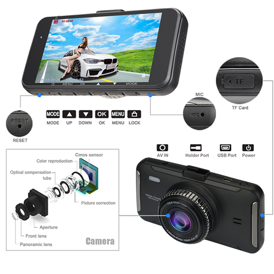 Видеорегистратор FULL HD 1080P Sunway с водонепроницаемой задней камерой Black - фото 2