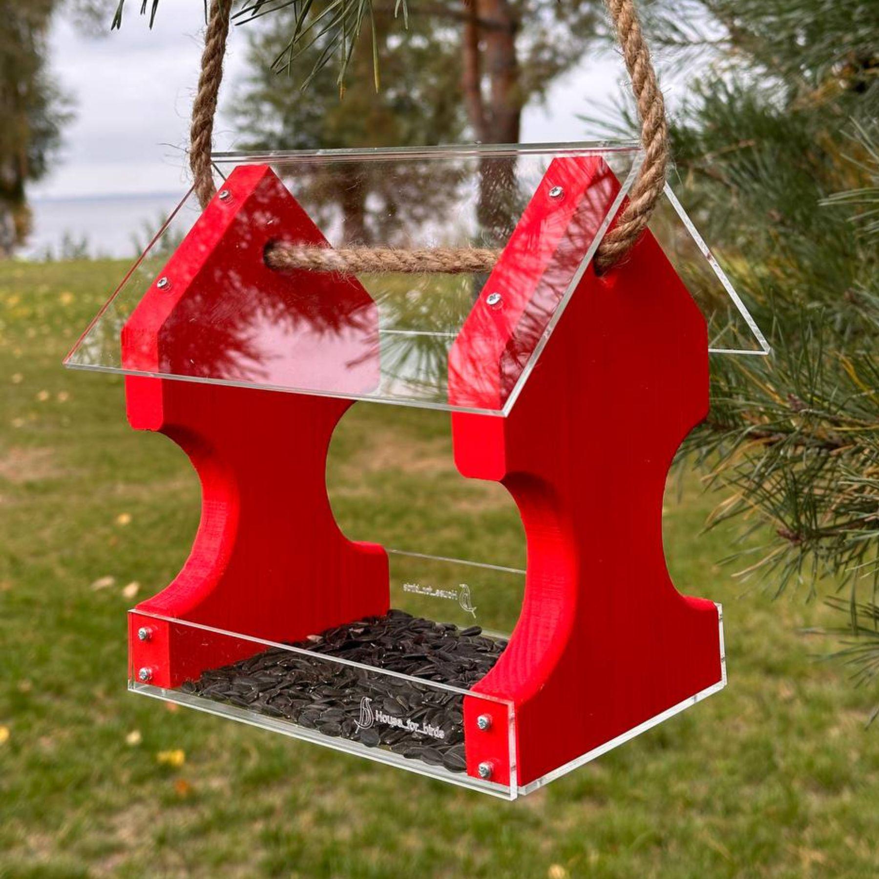 Кормушка для птиц подвесная House for birds Фламинго Красный