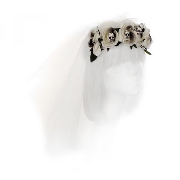 Декор на Хэллоуин Seta Венок Helena с черепами и фатой (19-932WT)