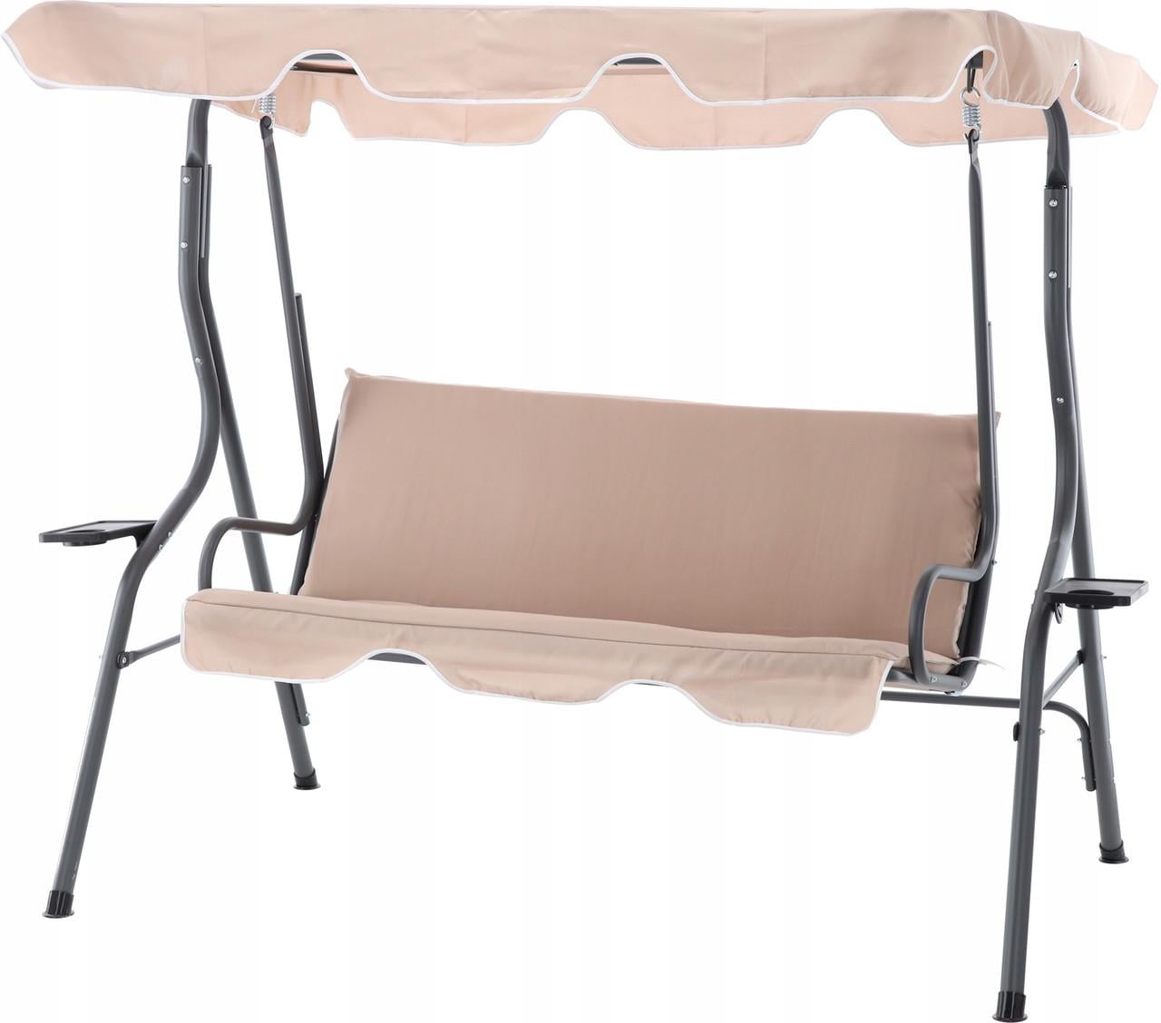 Садовые качели GardenLine KRE0735 трехместная с подстаканником 170x110x153 см Бежевый
