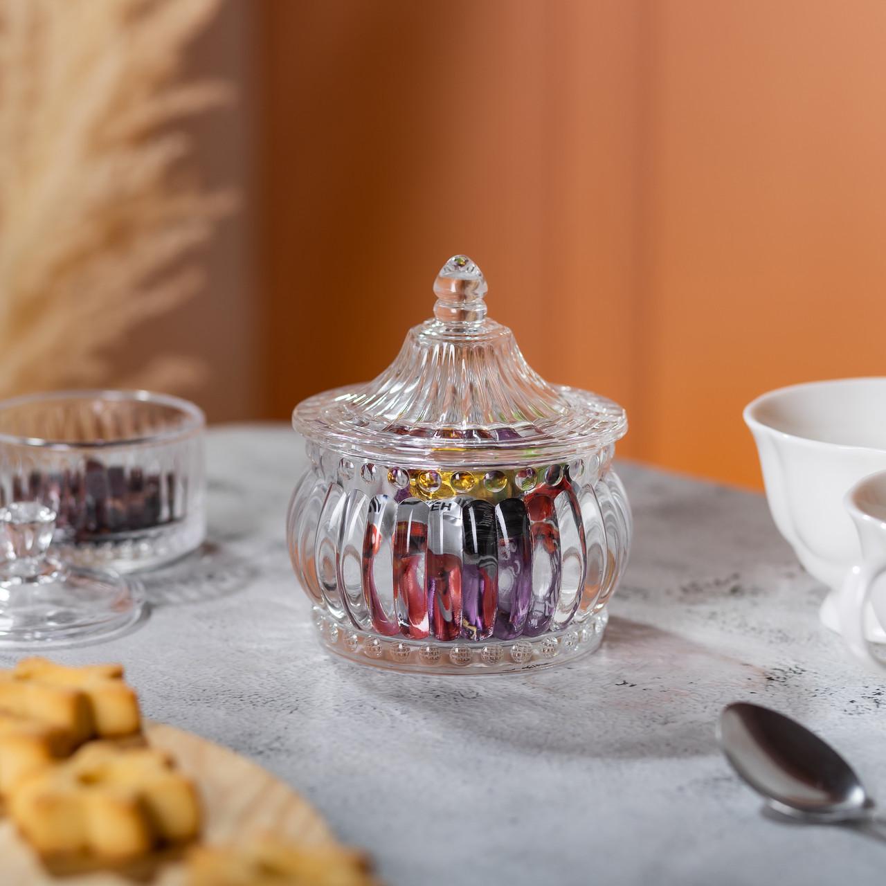 Цукерниця скляна з кришкою у східному стилі 8 см (5948) - фото 5