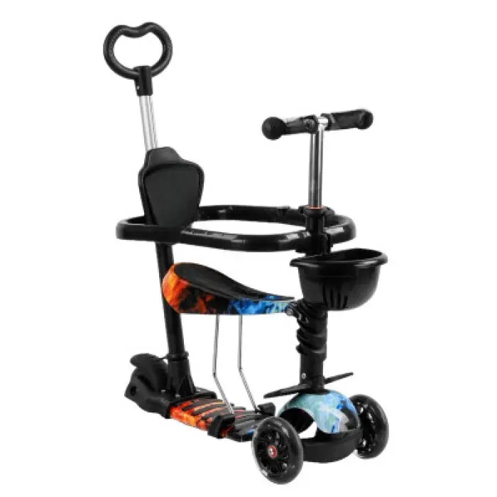 Самокат детский трехколесный Scooter Smart 5в1 с родительской ручкой Черный (18-4black)