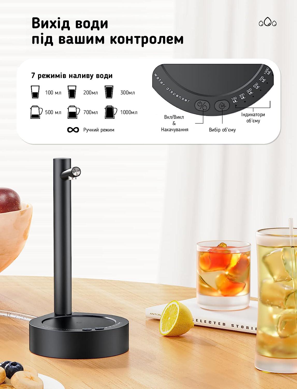 Помпа для води акумуляторна X115 Smart Table Water Dispenser Чорний - фото 2