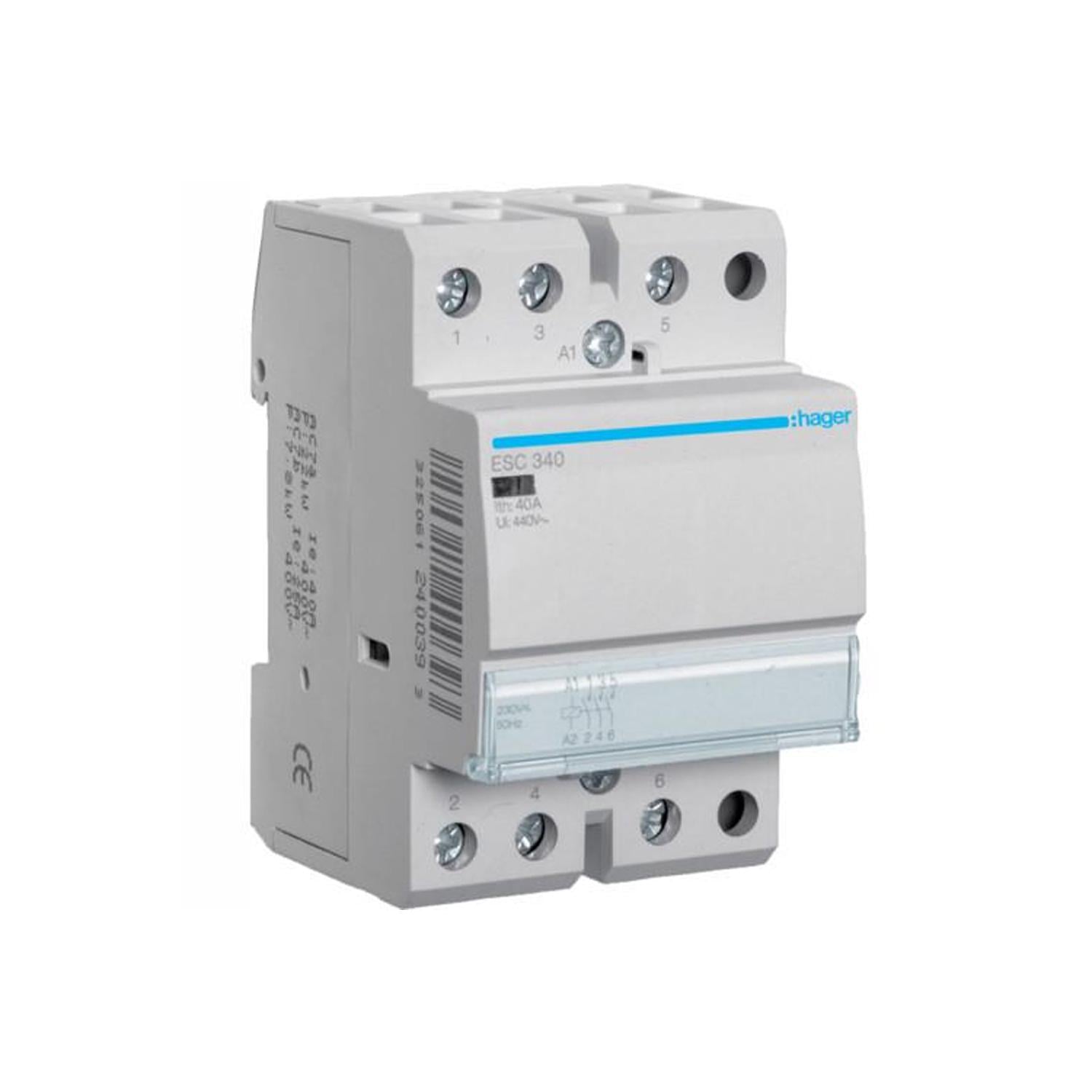 Контактор модульний Hager 3P 40А 3NO 230V (ESC340)