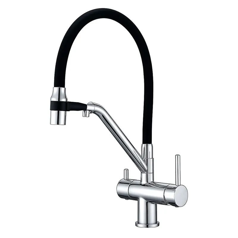 Смеситель для кухни KOER KB-72006-01 с силиконовым изливом и выходом для питьевой воды (KR3379)