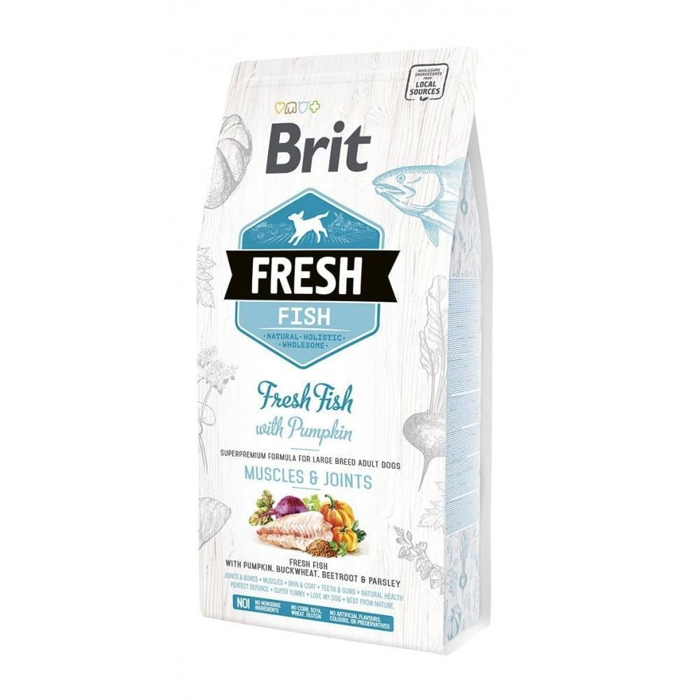 Корм сухий для дорослих собак Brit Fresh великих порід для м'язів і суглобів риба і гарбуз 2,5 кг (170994/530786)