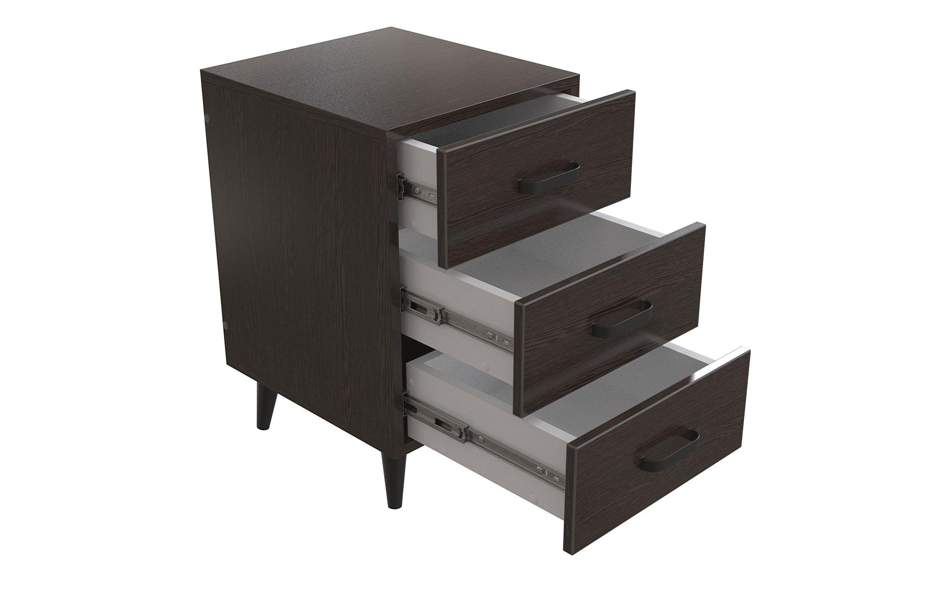 Тумба Ferrum-decor Вива 3 на конусных ножках металл/ДСП 16 мм 56,5x35x40 см Черный/Венге Магия (FRD-106819)