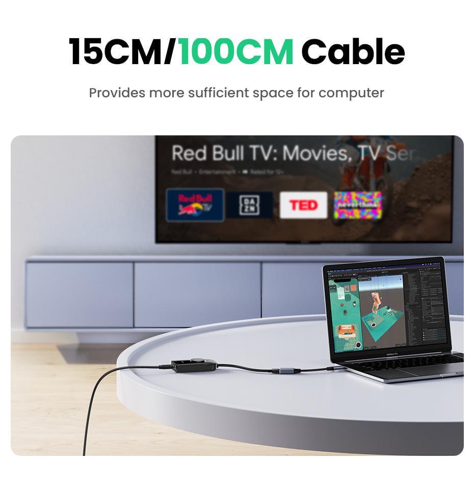 Звукова карта з підтримкою мікрофону UGREEN USB-3x 3,5 мм minijack 16 біт/48 кГц TRS AUX з керуванням гучності 1 м Чорний (50599) - фото 5 Звукова карта з підтримкою мікрофону UGREEN USB-3x 3,5 мм minijack 16 біт/48 кГц TRS AUX з керуванням гучності 1 м Чорний (50599) - фото 5