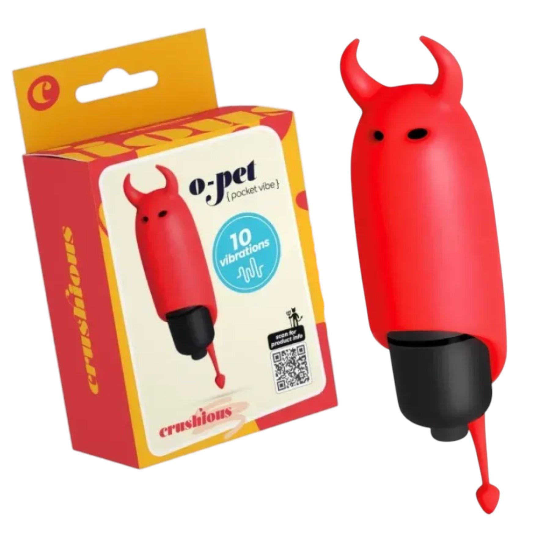 Вибратор мини O-Pet Devil Crushios с насадкой для клитора компактный для стимуляции и удовольствия Красный